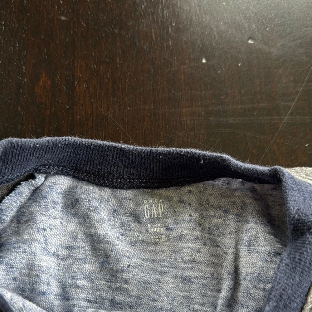 GAP Gray and Blue Long Sleeve Raglan Tee
